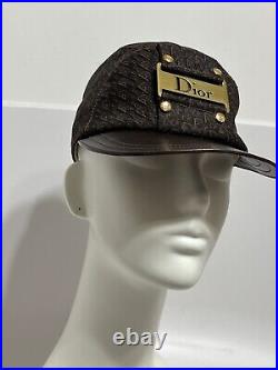 Vtg CHRISTIAN DIOR BY JOHN GALLIANO BROWN MONOGRAM HAT 57