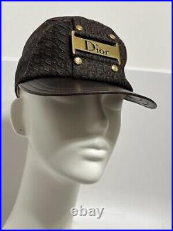 Vtg CHRISTIAN DIOR BY JOHN GALLIANO BROWN MONOGRAM HAT 57