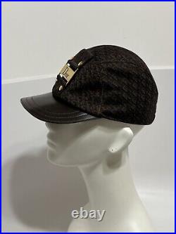 Vtg CHRISTIAN DIOR BY JOHN GALLIANO BROWN MONOGRAM HAT 57