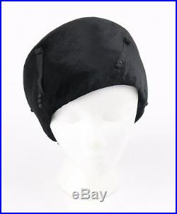 Vtg COUTURE Victorian Edwardian Black Silk Felted Velvet Toque Evening Hat Cap