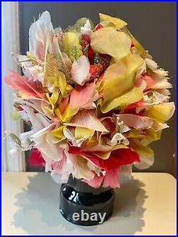 Vtg Christian Dior Chapeaux Marshall Fieldpink Yellow Rose Garden Floral Hat