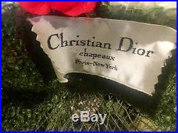 Vtg Christian Dior Silk Flower Hat In Hat Box Fascinator Floral Paris France