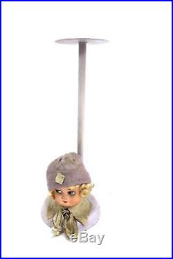 Vtg Flapper 1920S Hat Stand Germany Composition Head Lavender 9.5-In Cloche