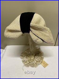 Vtg G HOWARD HODGE 5th Ave NY Ladies Beaded Fascinator Evening Hat w Blk Velvet
