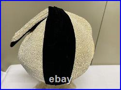 Vtg G HOWARD HODGE 5th Ave NY Ladies Beaded Fascinator Evening Hat w Blk Velvet