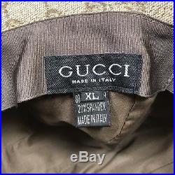 Vtg Gucci GG Canvas Bucket Hat Womens Size XL Tan Logo Web Italy Tan Red Band