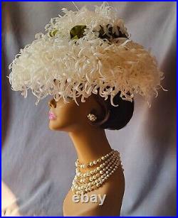 Vtg. Iconic New Look 50s-60s Silk Flower Sauser Chrysantenum Hat! Mint