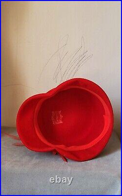 Vtg. Iconic New Look Early 1950s Lipstick Red Felt Hat! Exellent Condition