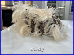 Vtg Jack McConnell Women's Wool Felt Guinea Fowl Feathers Fascinator NOS W Tags