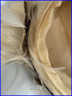 Vtg Jack McConnell Women's Wool Felt Guinea Fowl Feathers Fascinator NOS W Tags