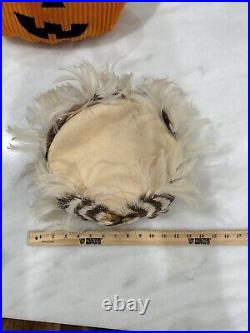 Vtg Jack McConnell Women's Wool Felt Guinea Fowl Feathers Fascinator NOS W Tags