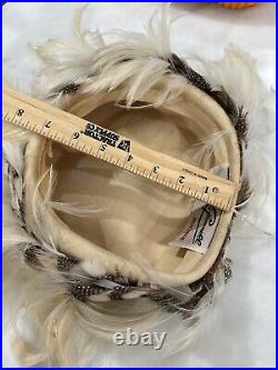 Vtg Jack McConnell Women's Wool Felt Guinea Fowl Feathers Fascinator NOS W Tags