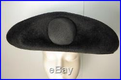 Vtg Laddie Northridge Hat Black Mod Platter Custom Made