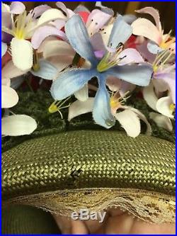 Vtg Mod By Jack Mcconnell Ladies Hat Loaded Flowers Amazing