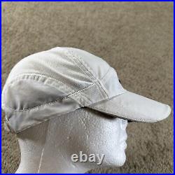 Vtg NIKE Hat Cap Mens White Strapback Panel Runner FitDry Swoosh Lightweight 90s