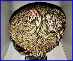 Vtg Orig 20s Flapper Art Deco Helmet Cloche Hat Milan Straw Soutache Embroidery