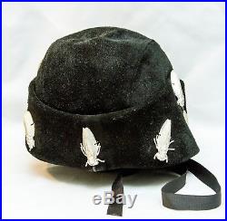 Whimsical Bes-Ben ChicagoBen Green-Field Cicada Adorned Black Suede Hat + Box