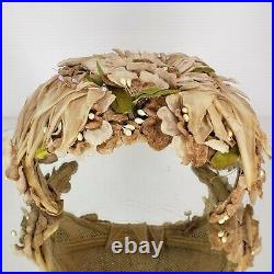 Whimsy Hat Millinery Floral Pearls 50s Costume Winter Wedding Fascinator