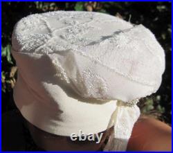 Whittall & Shon JCPenney White Beaded Dangle Lace Sunday Church Wedding Hat USA