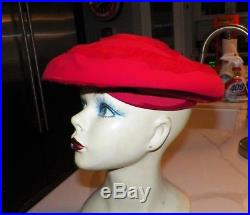 Woman's Vintage Christian Dior Red Duchess Hat Sz 22 Beret