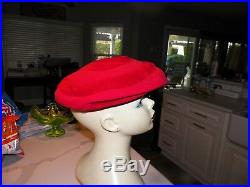 Woman's Vintage Christian Dior Red Duchess Hat Sz 22 Beret
