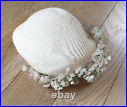 Women's Vintage 1950s brown Clamp-on Hat Sz 22 Adlers Kansas City Baby's Breath