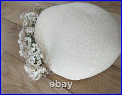 Women's Vintage 1950s brown Clamp-on Hat Sz 22 Adlers Kansas City Baby's Breath