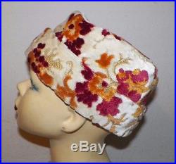 Women's Vintage 4 Pc Carpet Bag Tapestry Skirt Top Coat & Hat Small