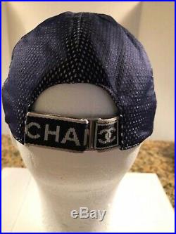 Women's Vintage Chanel Sports Line Hat, Size M, Blue Mesh
