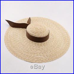 Women's Vintage Sun Hat Large Brim Boater Hat Casual Straw Summer Hat Braid Hat