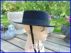 Womens 1940s Vintage Ducap Lisboa Black Felt Gaucho Hat