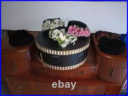 Womens Floral Vintage Millinery Hats (6) Lot Sears, NY, Clover Lane + Hat Box