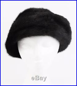 Womens MINK FUR HAT Large Size L Cloche DARK BROWN Bill Marre Vintage