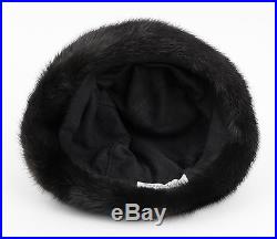 Womens MINK FUR HAT Large Size L Cloche DARK BROWN Bill Marre Vintage