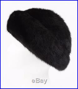 Womens Mink Fur Hat Dark Brown Mink Large Size Mink Cloche- Bill Marre Vtg
