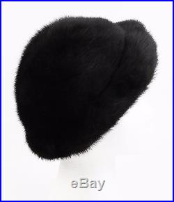 Womens Mink Fur Hat Dark Brown Mink Large Size Mink Cloche- Bill Marre Vtg