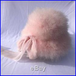 Wonderful Vintage 60's PINK Marabou Ladies Hat with bow Size 21.5