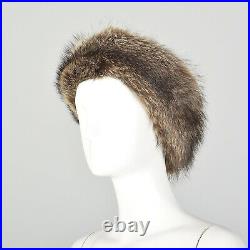 XS Fur Headband Raccoon Brown Ear Muffs Warmer Headband Winter Accessory Hat VTG