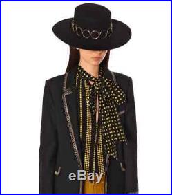 YSL Yves Saint Laurent Andalusian Hat $1600.00 BNWT Black withgold belt