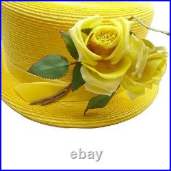 Yellow Straw Hat 6 3/4 & Matching Gloves Vintage 1960s Donaldsons Womens Sunny