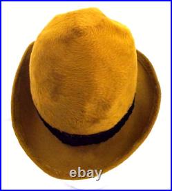 Yves Saint Laurent Fur Felt Hat Women's S/M 1960's Gold Black Fedora Vtg Italy