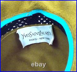 Yves Saint Laurent Fur Felt Hat Women's S/M 1960's Gold Black Fedora Vtg Italy