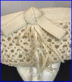Yves Saint Laurent Ladies 60s White Straw Brim Hat Fashion Style