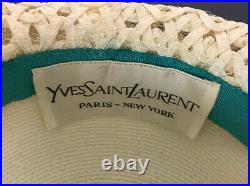 Yves Saint Laurent Ladies 60s White Straw Brim Hat Fashion Style