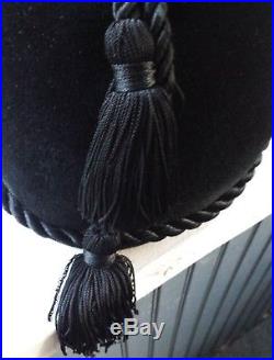 Yves Saint Laurent Rare YSL Cloche Equestrian Style Black Velvet Hat w Tassels