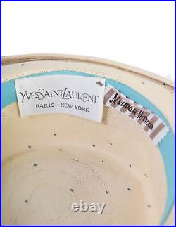 Yves Saint Laurent Vintage 1960s Creamy Beige Straw Studded Boater Hat