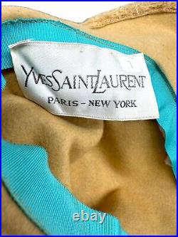 Yves Saint Laurent Vintage Felted Fur Bucket Hat 1960's Beaded Embellished Trim