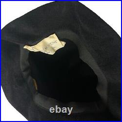 Yves Saint Laurent YSL Black Velour Vintage Hat with Ribbon 8 in Circumference