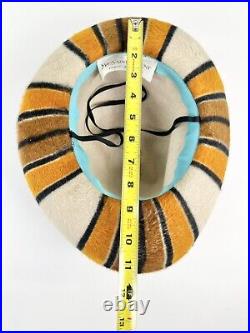Yves Saint Laurent YSL Vintage Hat 1970s Tiger Stripe Felted Wool