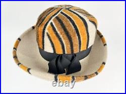 Yves Saint Laurent YSL Vintage Hat 1970s Tiger Stripe Felted Wool
